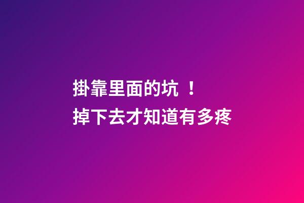 掛靠里面的坑！掉下去才知道有多疼